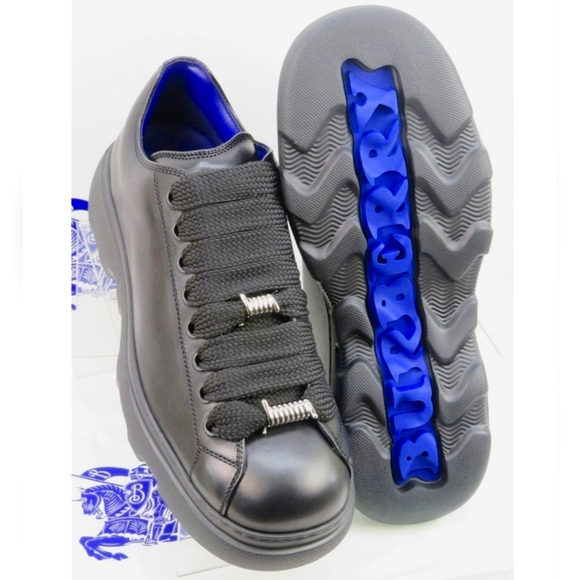 Leather Sneakers Authentic Burberry Shoes Check Cotton And Leather